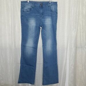 Y2K Vintage Spoon Jeans Distressed Wide Leg Flair Jeans Plus Junior Sz19